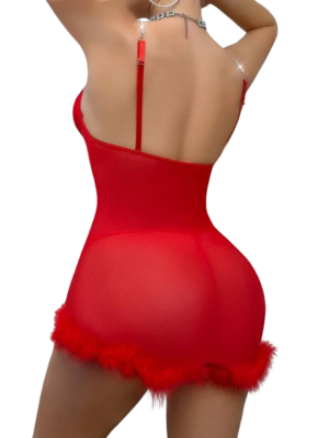 لانجري قصير بحمالات سلاسل احمر